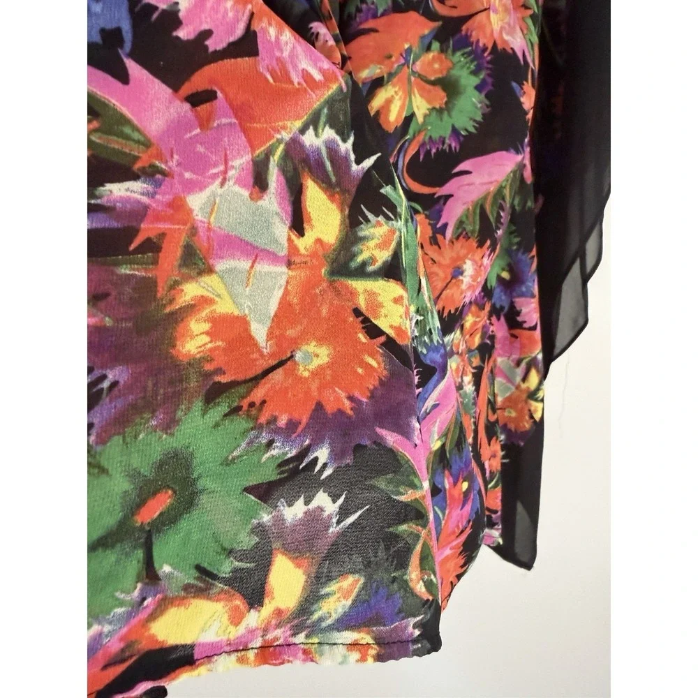 Forever 21 Floral Kimono-style Sheer Top Poncho‎ Beach Swim Cover-up - M